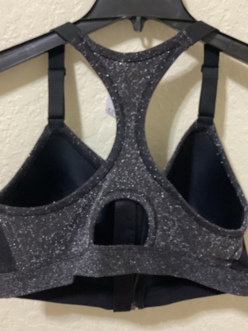 PINK Victoria's Secret Sparkle Front-Zip Racerback Sports Bra - Black - Picture 6 of 7